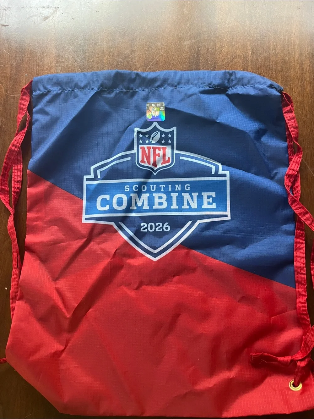 NFL Navy and Red Scouting Combine Drawstring Bag